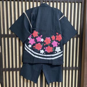 [ Edo ..] with translation half-price no10 jinbei ... weave original pattern small of the back Sakura navy blue M
