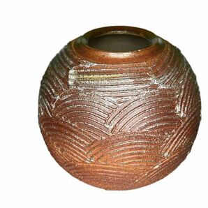 信楽焼 花瓶 日本製 花器 全高21cm×幅22.5cm 陶器製 焼き物