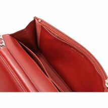 ☆CHANELシャネル☆マトラッセ チェーンウォレット チェーンショルダー 斜め掛け ポシェット レザー レッド 赤 シルバー金具 A33814 (中古)_画像3