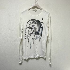 本物ディーゼルDIESELコットンプリント長袖ロンTシャツメンズサーフアメカジビジネスミリタリー白ホワイトMインド製の画像1