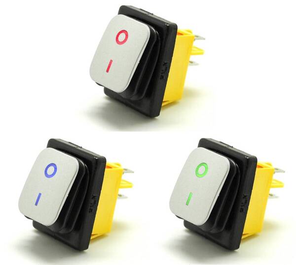 2個セット 12V LED ロッカスイッチ ON/OFF 防水 防塵 ヘビーデューティー シルバータイプ (ロッカースイッチ オンオフ V12)