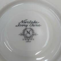 ＃1669A【Noritake/ノリタケ ivory china/アイボリーチャイナ カップ＆ソーサー セット ティー コーヒー 花柄 青 陶器 保管品】_画像8