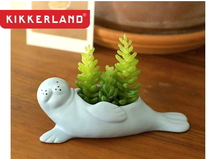 新品☆kikkerland☆アザラシ プランターSuki The Seal Pup Planter　あざらしゴマちゃん陶器セラミック植木鉢カバー寄せ植えプランター動物_画像1