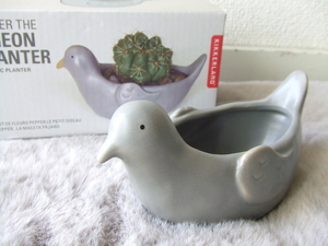 新品☆kikkerland☆鳩プランターPepper The Pigeon Planter　 陶器セラミック植木鉢カバー小さい鳥はとハトかわいい鉢植え 卓上 多肉