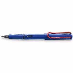 LAMY ラミー SAFARI 万年筆 ブルー・レッドクリップ(F 細字)限定色