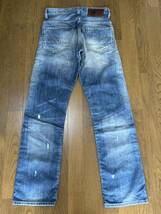 【w28/美品】 G-STAR RAW｜ジースター・ロゥパンツ ボタンフライデニム used加工カラー ジーンズ 縦割りシーム インディゴブルー_画像3