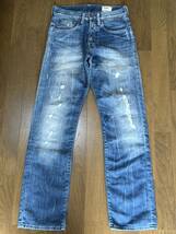 【w28/美品】 G-STAR RAW｜ジースター・ロゥパンツ ボタンフライデニム used加工カラー ジーンズ 縦割りシーム インディゴブルー_画像4