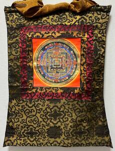 ◆カーラチャクラ・マンダラ（時輪曼荼羅）タンカ／仏画／チベット-KL30