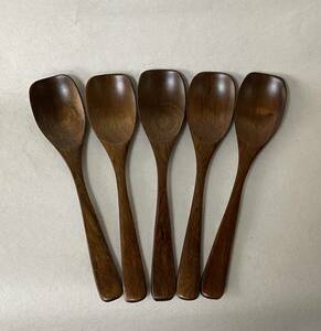  multi * soup * curry spoon #.. lacquer #5 pcs set # natural tree *book@ lacquer #[ new goods ]