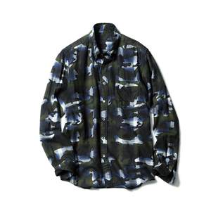 SOPHNET. CAMOUFLAGE OVER PRINT OMBRE CHECK B.D SHIRT : \26400:/ uniform experiment ソフネットNavy紺S