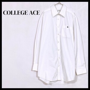 メンズ COLLEGE ACE トップス シャツ カッターシャツ ワイシャツ ホワイト 訳あり品 学生服 刺繍 シンプル 長袖 カレッジエース 【25216】