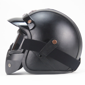  Harley шлем мотоцикл шлем шлем PU кожа с козырьком . защитные очки маска есть цвет :F размер :M