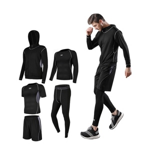  спорт одежда движение одежда верх и низ 5 позиций комплект мужской BLACK+GRAY