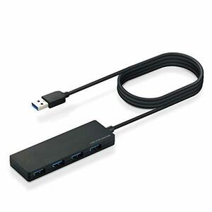 エレコム USBハブ U3H-FC04BBK 【超小型・軽量設計】 USB3.0 Aポート×4 ケーブル1.5m ブラック MacBook/Su