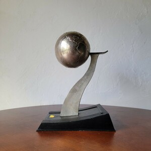 ヴィンテージ maxell 金属 球体 地球 地球儀 アート オブジェ スペースエイジ インダストリアル レトロ アンティーク ディスプレイ 置物