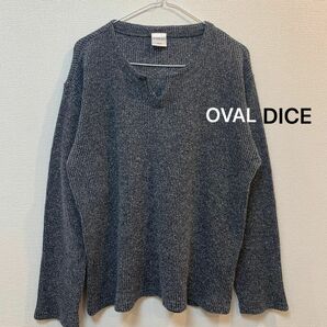 OVAL DICE(オーバルダイス) キーネックワッフル編みニットセーター 長袖