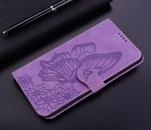 iPhone12mini case pocketbook case butterfly purple Vintage manner 