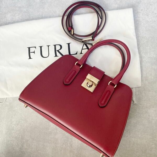 FURLA フルラ ミラノ ハンドバッグ ショルダー 2way レッド 赤