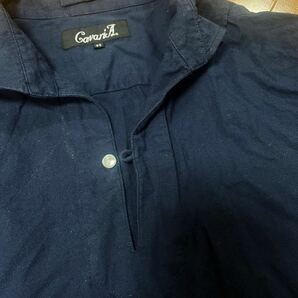 CavariA キャバリア メンズ シンプル シャツ プルオーバー 七分袖 シンプル NAVY ネイビー サイズ 44 Mの画像5