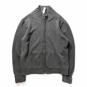 00's ギャップ GAP ジップアップ コットン ニットカーディガン (XXL) ドライバーズニット カンガルーポケット 00年代 旧タグ オールド Y2K