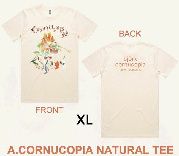 Bjork japan 2023 A. cornucopia NATURAL TEE (XL) 東京ガーデンシアター 限定グッズ