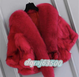 * feeling of luxury overflow * fox jacket lady's fur real fur coat * red 