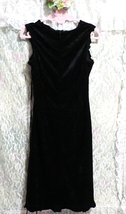 黒ベロアネグリジェノースリーブワンピース Black velour sleeveless negligee dress_画像3