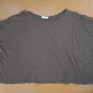 送料無料!scroll(スクロール)カーキ色のドルマンスリーブカットソー/ゆったり半袖Tシャツ/綿100%/レディースMサイズ