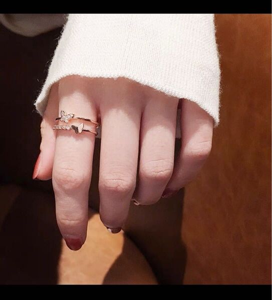 指輪 レディース リング C型リング ラインストーン C型 アクセサリー 可愛い シンプル ファッション小物 キレイめ 指長効果