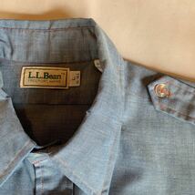 80s L.L.Bean CHAMBRAY SAFARI SHIRT ヴィンテージ ビンテージ エルエルビーン シャンブレーシャツ サファリシャツ アメトラ 70s 送料無料_画像7