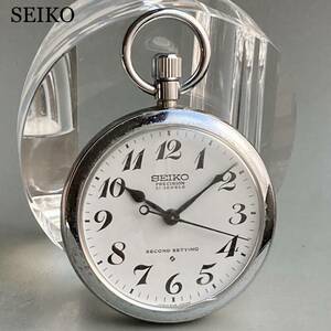 【動作品】セイコー SEIKO アンティーク 懐中時計 1970年代頃 米鉄 ケース径49㎜ ビンテージ ポケットウォッチ オープンフェイス 6110A