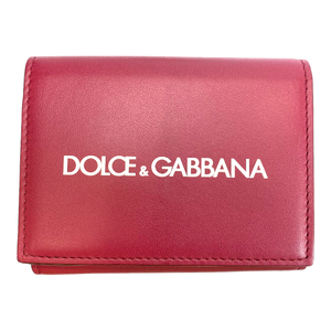 DOLCE＆GABBANA ドルチェ&ガッバーナ ドルガバ D&G レザー 三つ折り コンパクトウォレット ミニ財布 財布 ロゴ レッド