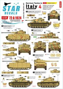 スターデカール 72-A1024 1/72 イタリア戦線のドイツ戦車＃4 III号戦車火炎放射型 III号戦車G/J型 IV号戦車H型