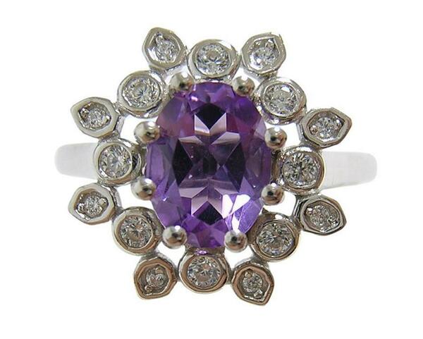 送料無料 『天然アメジスト』 デザインリング　指輪　紫水晶