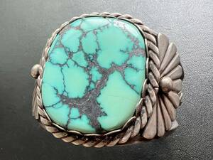 NAVAJO[OLD PAWN]1970's ITP Spider web turquoise bangle Vintage Navajo Indian jewelry ho pi