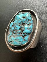 NAVAJO 【OLD PAWN】1960's レア ナゲット Kingman Turquoise キングマン・ターコイズ リング 26 号 インディアンジュエリー ナバホ ホピ_画像5