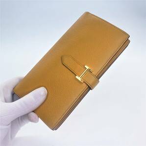 【超美品】HERMES エルメス ベアンスフレ イェロー 刻印C 2つ折り長財布の画像6