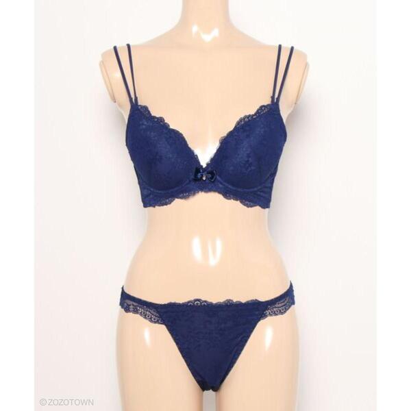 タグ付き新品・未開封【PRIVATE BEACH】 脇高フリル付き総レースブラ&ショーツセット