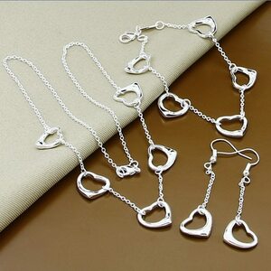 ピアス ブレスレット ネックレス シルバー ハート レース LOVE レディース