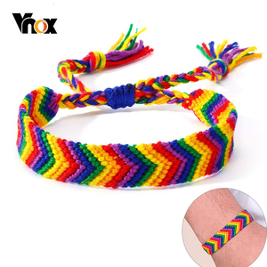 Art hand Auction Bracelet for Men Women Adjustable Colorful Handmade Bohemian Netted Rainbow Couple Rope, Men's Accessories, bracelet, Bangles, others