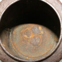 D-028 茶釜 筒釜 かるた図 銅蓋 釜鐶付属 水漏れなし 茶道具 風炉釜 蔵出 古玩_画像8