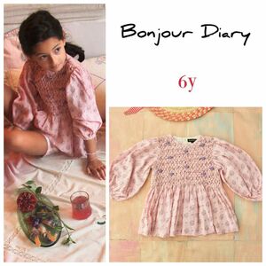 Bonjour Diary（ボンジュールダイアリー）ハンドスモックブラウス　6y