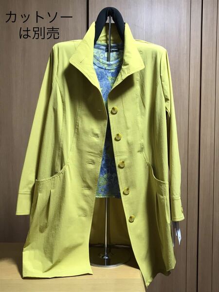 [新品] 激安・在庫処分　Lサイズ　レディースストレッチコート　ミセスコート　婦人コート　撥水加工コート　黄色