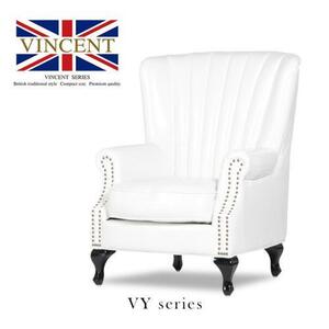  sofa 1 seater . sofa single sofa high back sofa wing back antique romance сhick . series white imitation leather VINCENT VY1P65K