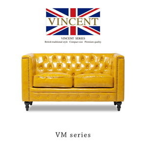  sofa sofa 2 seater . sofa 2 person for Cesta - field antique style yellow imitation leather Britain modern stylish vi n cent VM2P69K