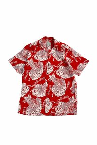 90's Made in USA Stacey rayon aloha shirt red アロハシャツ 半袖 レーヨン レッド ヴィンテージ