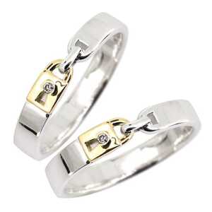 マリッジリング 結婚指輪 プラチナ 18金 コンビリング 鍵モチーフ 指輪 南京錠