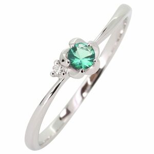  platinum ring lady's flower emerald ring 5 month birthstone flower ring 