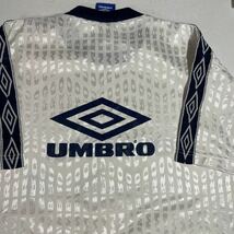 アンブロ umbro 90年代 総柄 藤沢 白 ホワイト サッカー ユニフォーム Oサイズ_画像9