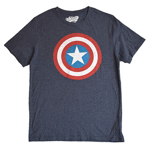 【Mサイズ】 マーベル オールドネイビー キャプテンアメリカ ロゴマーク Tシャツ メンズM ネイビー OLD NAVY MARVEL 古着 BA3599